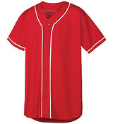 Wicking Mesh Button Front Jersey with Braid Trim