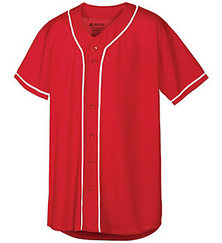 Wicking Mesh Button Front Jersey with Braid Trim