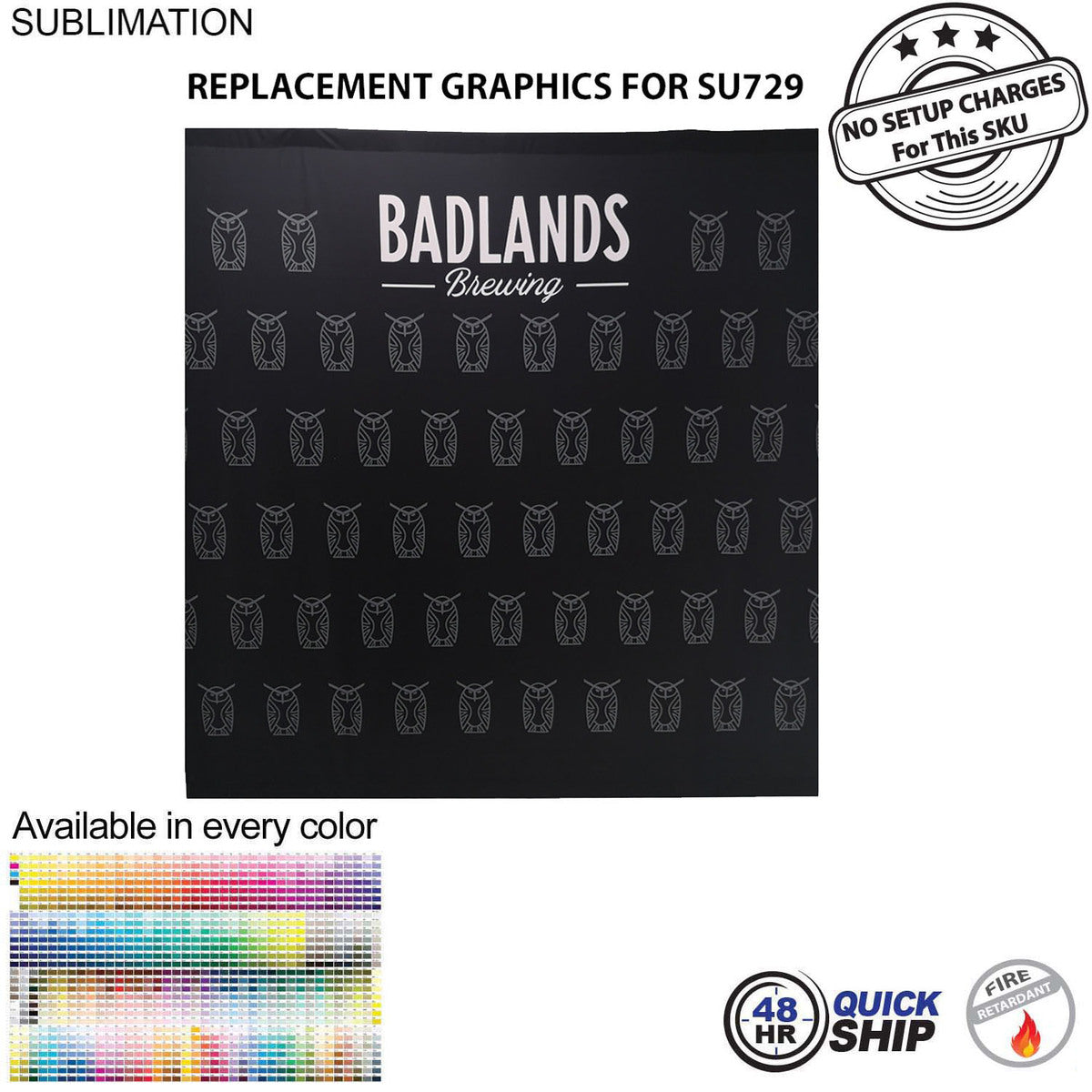 48 Hr Quick Ship - Replacement Full Color Graphics for 8' Display, Media Wall, Backdrop SU729
