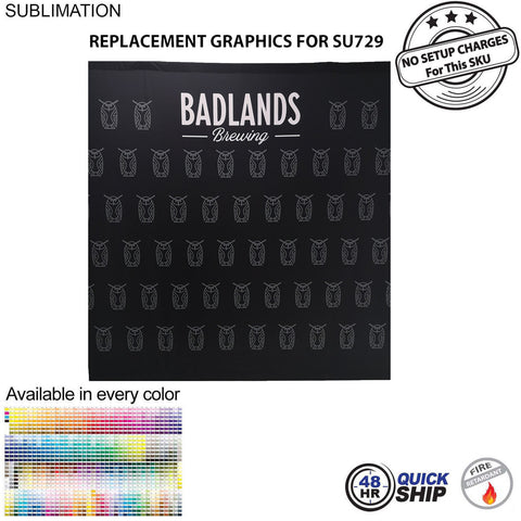 48 Hr Quick Ship - Replacement Full Color Graphics for 8' Display, Media Wall, Backdrop SU729