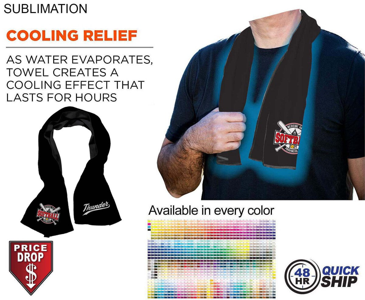 48Hr Quick Ship - Colored Cooling Towel, 12"x40", Edge to Edge sublimation 2 sides