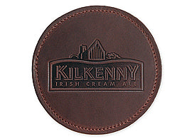 Deluxe Leather Single round coaster brown