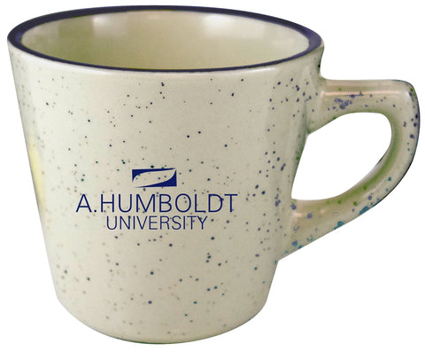 Browning 7oz cream colour vitrified ceramic mug with blue speckles and rim