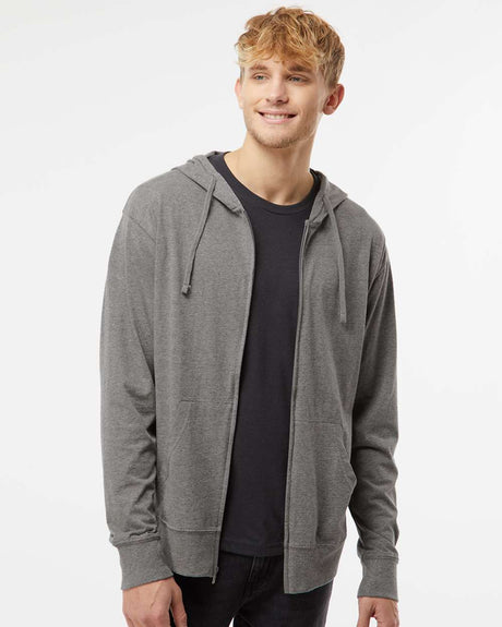 Independent Trading Co. Lightweight Jersey Full-Zip Hooded T-Shirt