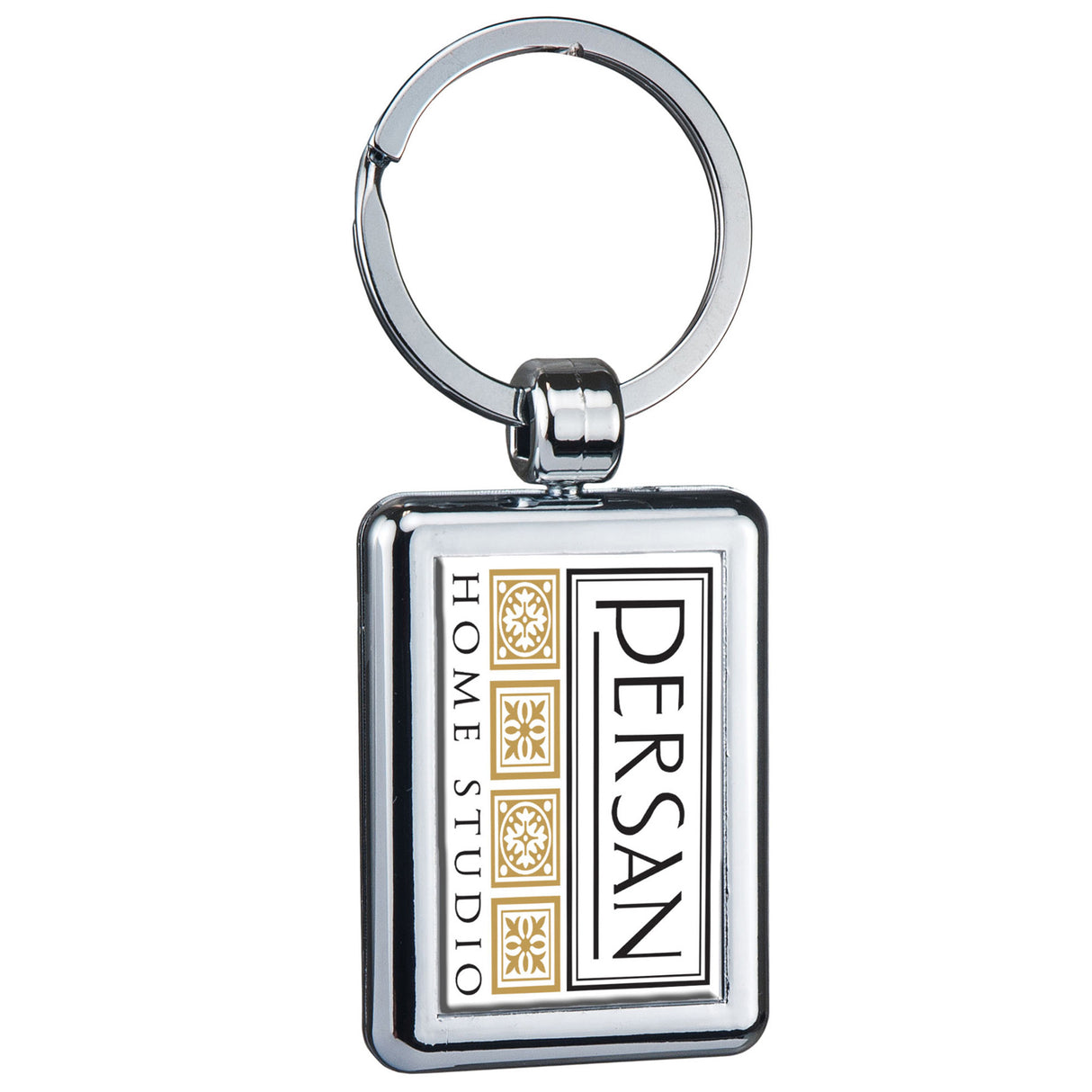 Two Sided Budget Chrome Plated Plastic Domed Key Tag Rectangle