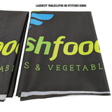 24Hr Express Ship - 8' LazerCut 3-Sided PREMIUM Sublimated Tablecloth, Drape Style, Open Back