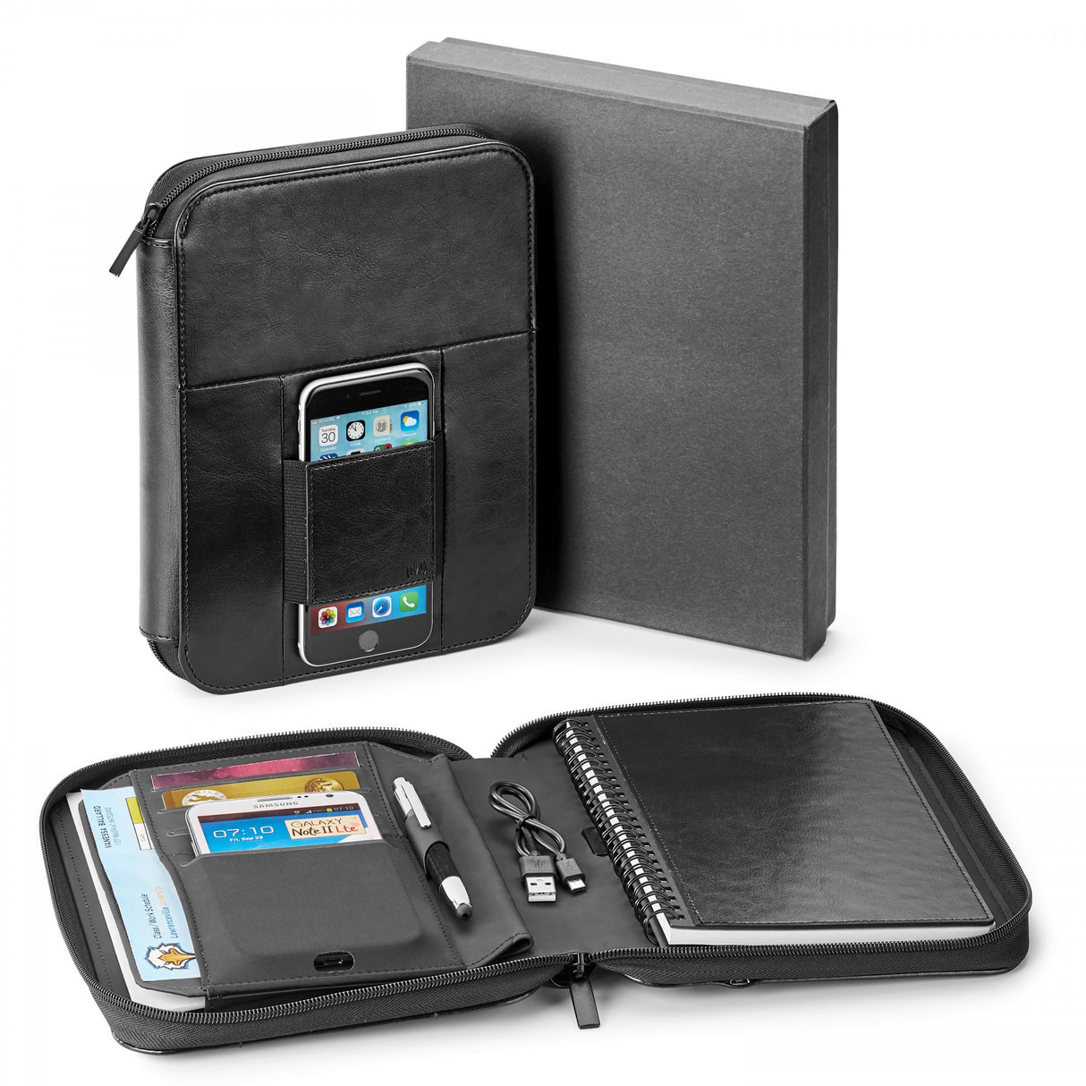 A5 ZIP JOURNAL WITH 5,000 mAh WIRELESS CHARGING POWER BANK INCLUDES UL CERTIFIED BATTERY