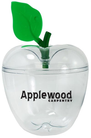 Apple Container 8oz clear plastic with leaf/stem lid