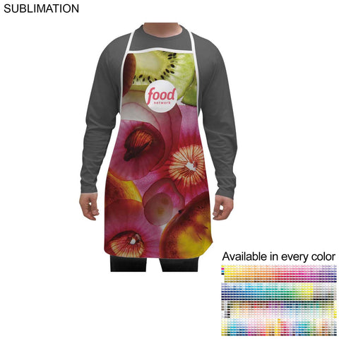 Domestic made Bib Apron, 25x31, No Pockets, Fully Sublimated Background, White or Stock Colored Ties