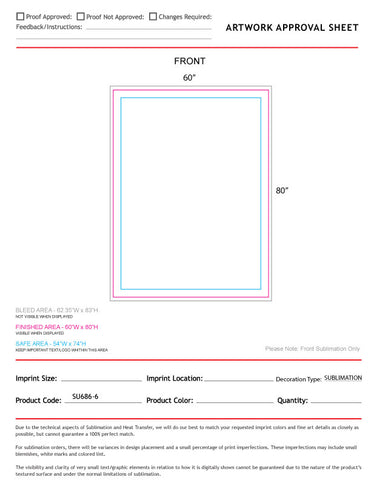 48 Hr Quick Ship - Plush and Cozy Mink Flannel Fleece Blanket, 60x80, Sublimated Edge to Edge 1 side