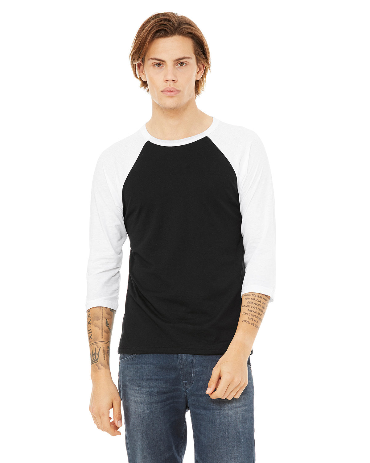 BELLA+CANVAS Unisex 3/4-Sleeve Baseball T-Shirt
