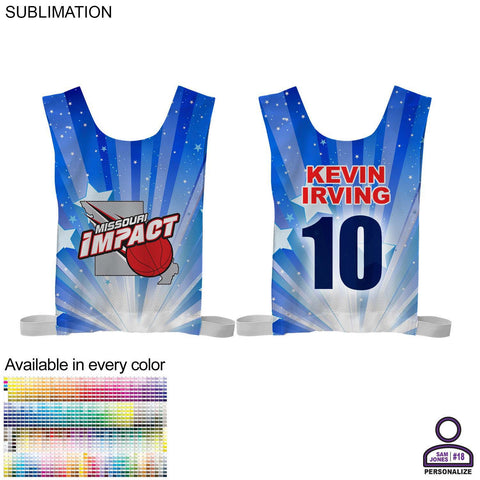 Personalized Domestic Made Athletic, Breathable Mesh Adult Sports Pinnie, Sublimated