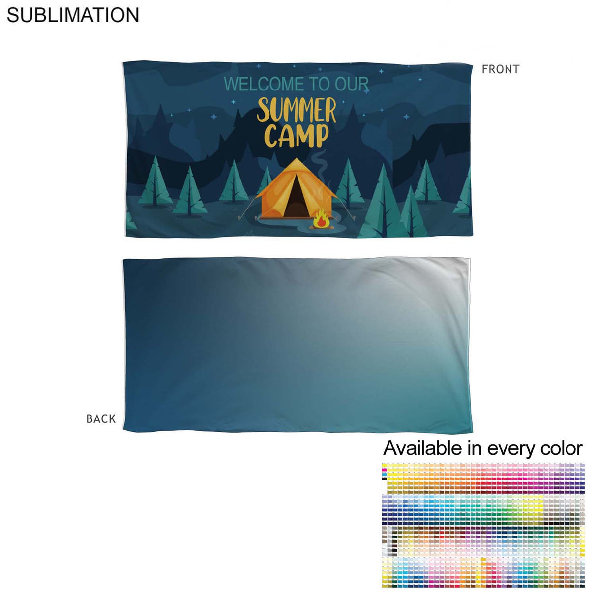 Camping Towel in Absorbent and Compact Microfiber Dri-Lite Terry, 30x60, Sublimated 2 sides