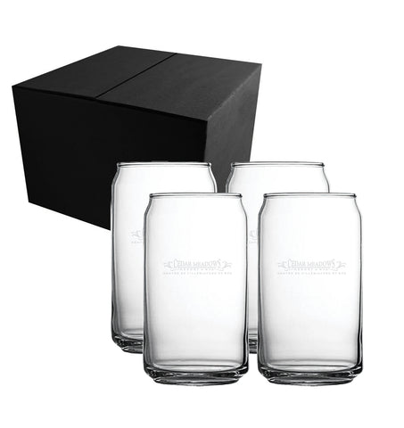 ~ Pop Can Tumbler 16oz clear glass S/4 in Midnight gift box