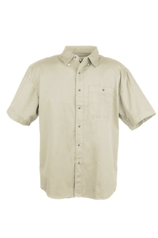Men's 100% Cotton Twill Short Sleeve Shirt (STONE) (XS-5XL)