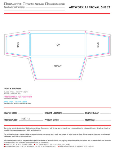 72 Hr Fast Ship - Sublimated Stretch Curved Fit Table Throw for 6ft table, 3 sided, Open Back