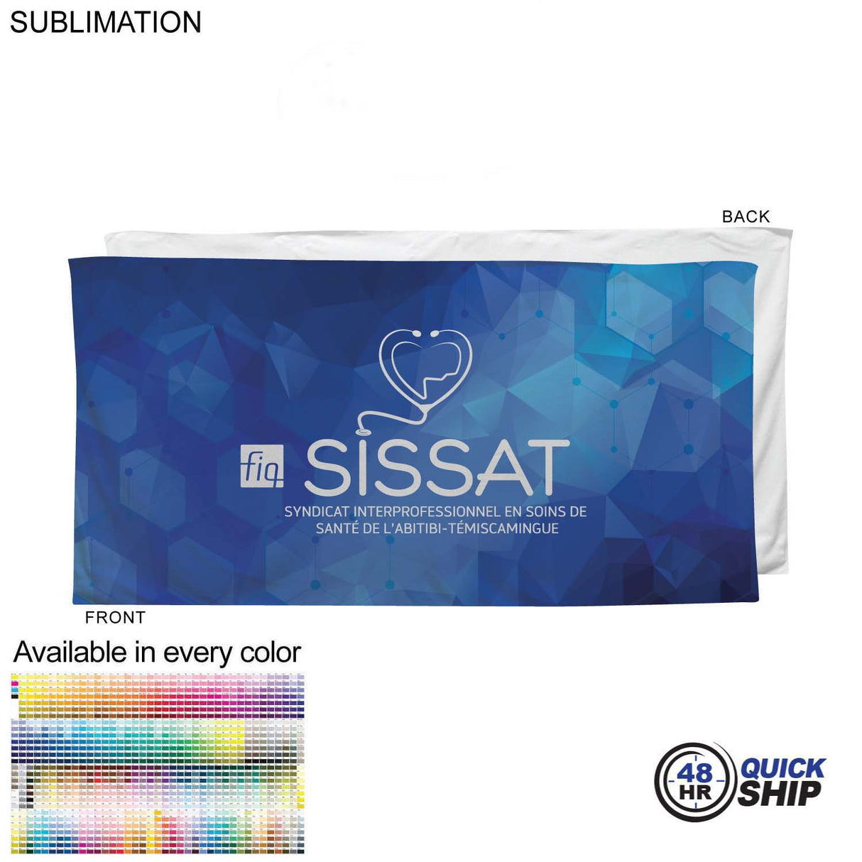 48 Hr Quick Ship - Heaviest weight, Plush Velour Terry Cotton Blend Beach Towel, 30x60, Sublimated