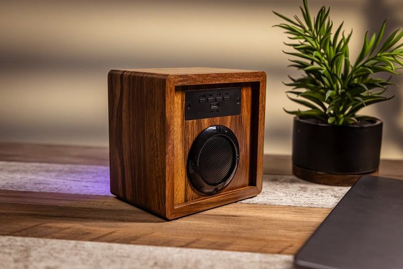 Orbit Wood Grain Mirror Light-Up Speaker