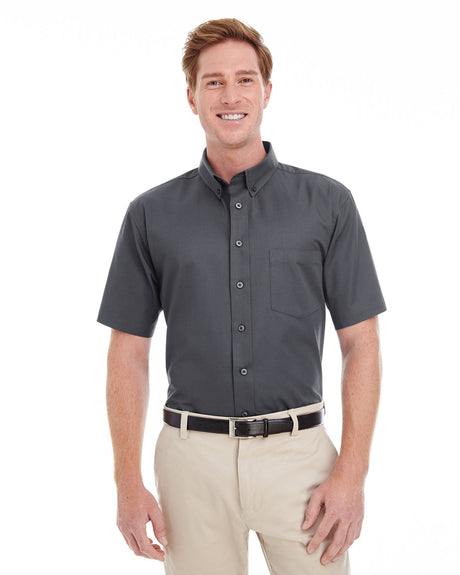 Harriton Men's Foundation 100% Cotton Short-Sleeve Twill Shirt with Teflon?