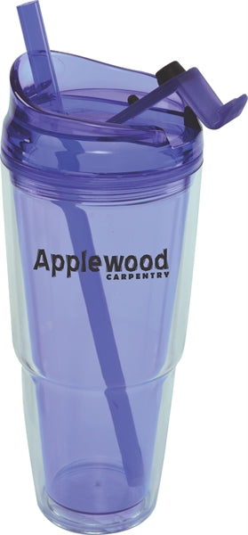 Outback 22oz double wall clear/purple tumbler with purple straw