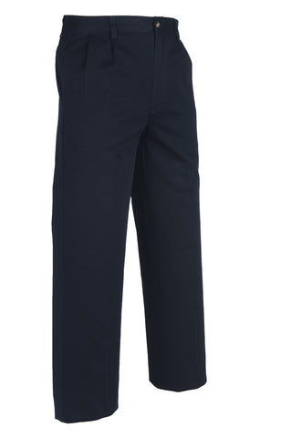 100% Cotton Brush Twill Wrinkle Free Pleated Pants (Navy Blue) 26-44
