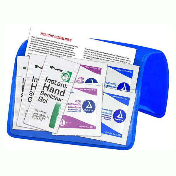"Orion" Sanitizer & Wipes On-The-Go Kit In Colorful Vinyl Pouch