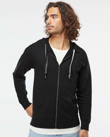 Independent Trading Co Icon Unisex Lightweight Loopback Terry Full-Zip Hooded Sweatshirt