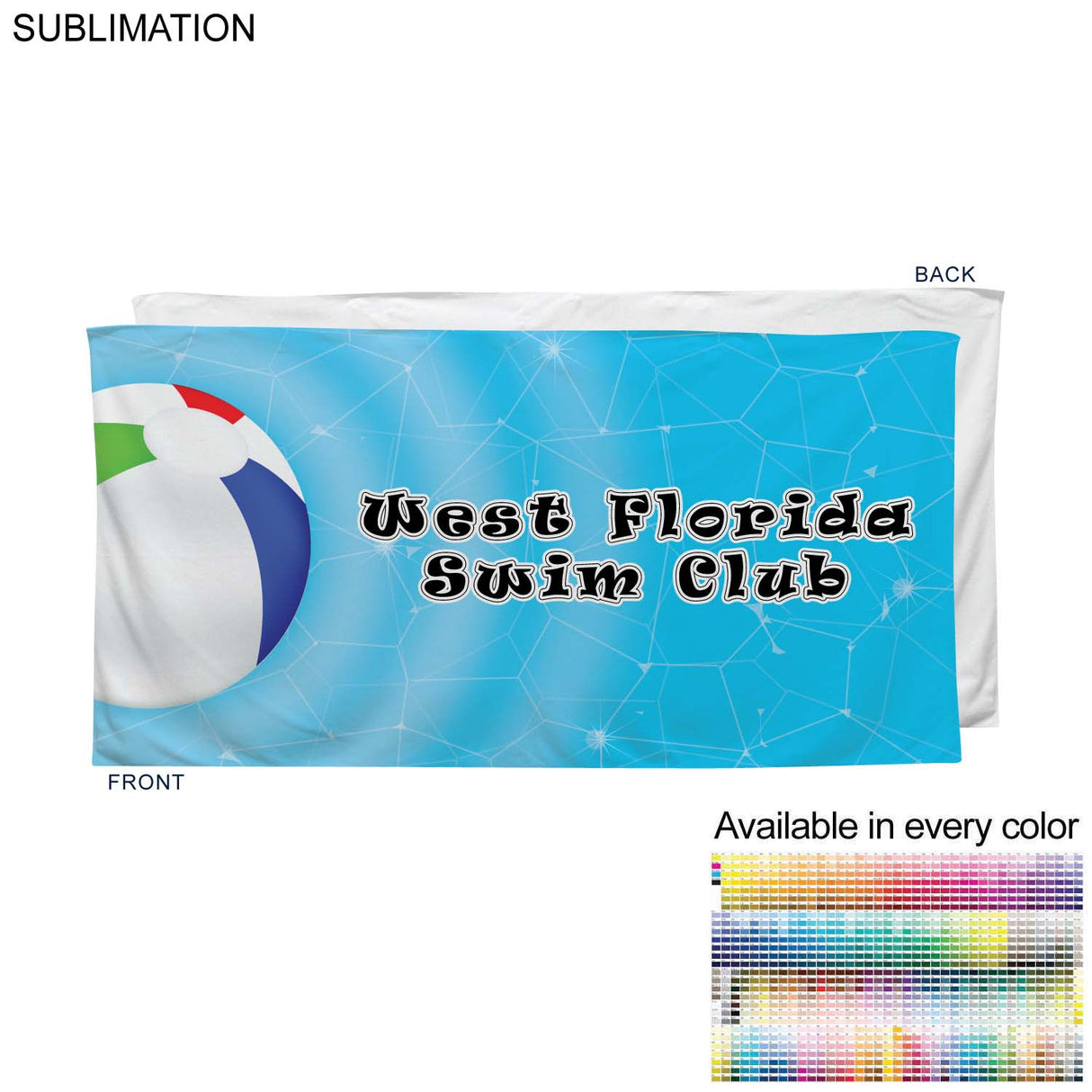 Swim Towel in HEAVIEST Plush and Soft Velour Terry Cotton Blend, 30x60, Sublimated Edge to Edge