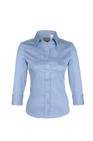 Ladies solid Stretch shirts (BLUE) (XS-2XL)