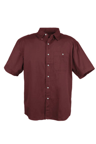 Men's 100% Cotton Twill Short Sleeve Shirt (Mulberry Red) (XS-5XL)
