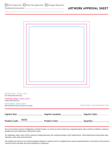 Square Bandana, 22x22, Sublimated Edge to Edge 1 side