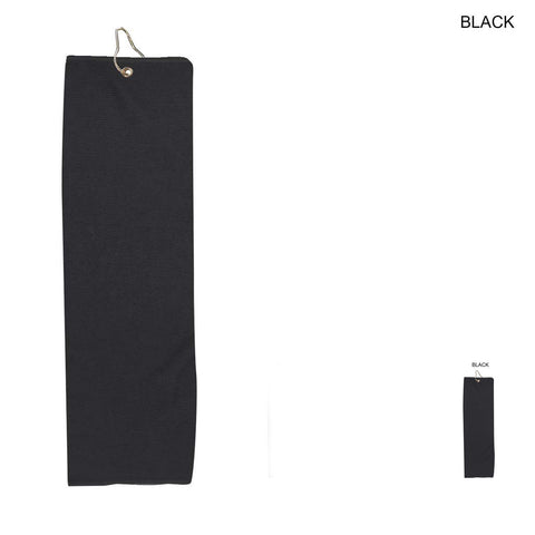 Microfiber Dri-Lite Terry Colored Golf Towel, Trifold Brass Grommet and Hook, 18