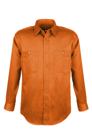 Men's Cotton Blend Twill Long Sleeve Shirts (ORANGE) (XS-5XL)