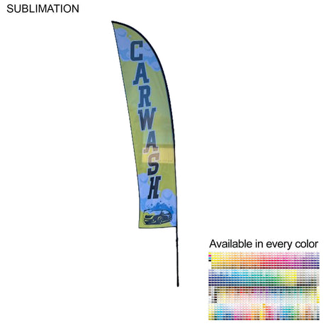 13' Medium Feather Flag Kit, Full Color Graphics One Side, Outdoor Spike base and Bag Included