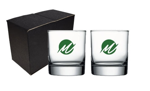 ~Chesapeake Old Fashioned 10.5oz heavy sham clear glass S/2 in Mystique black gift box