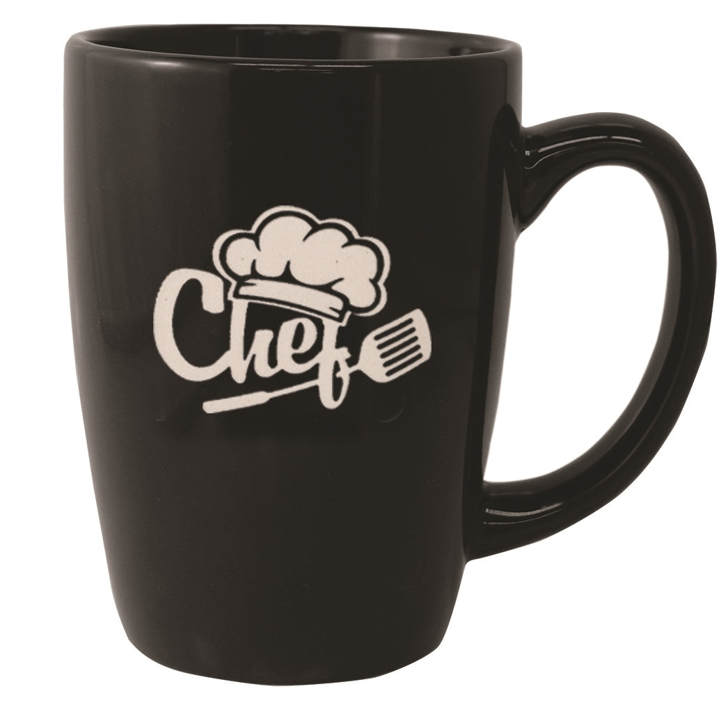 Houston 16oz gloss black ceramic mug - Etched