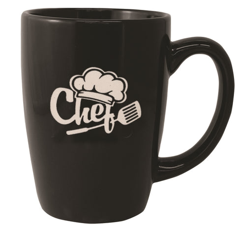 Houston 16oz gloss black ceramic mug - Etched