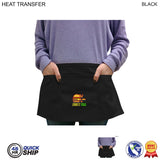 48 Hr Quick Ship - Bar Twill Waist Apron, 20x10, 3 Pockets, Heat Transfer logo, Stocked in Black
