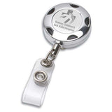 32" Round Chrome Metal Sport Retractable Badge Reel & Holder (Laser Imprint)
