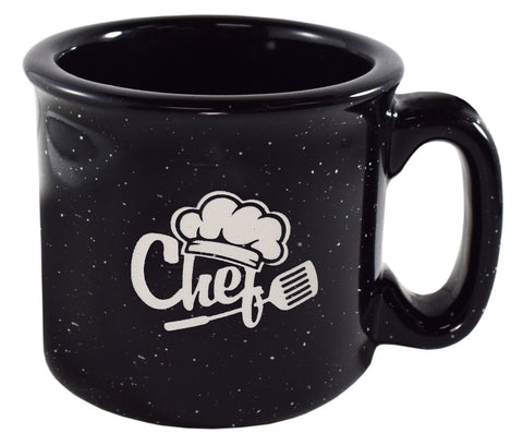 Camper 15oz speckled black mug - Etched