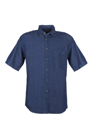 Double-needle indigo top stitching denim shirts (S-3XL)