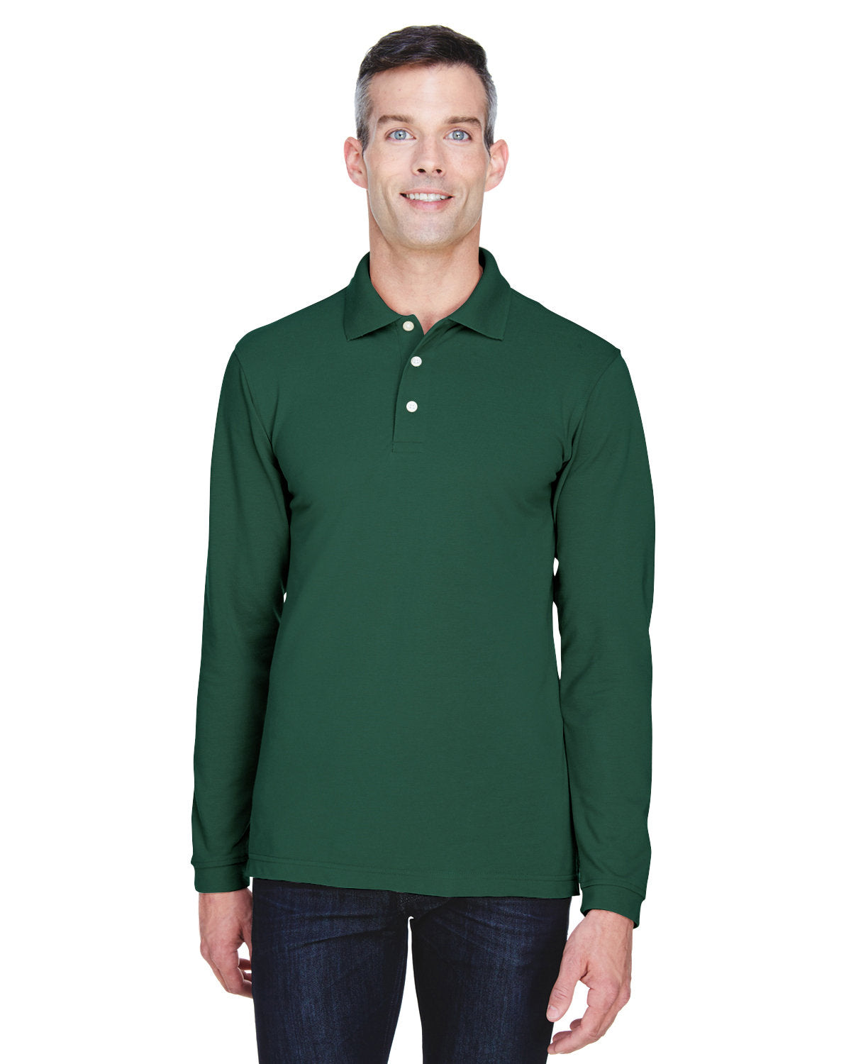 Harriton Men's 5.6 oz. Easy Blend? Long-Sleeve Polo