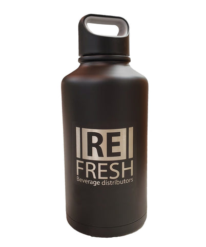Everest 67oz double wall stainless steel vacuum growler matte black - Etched