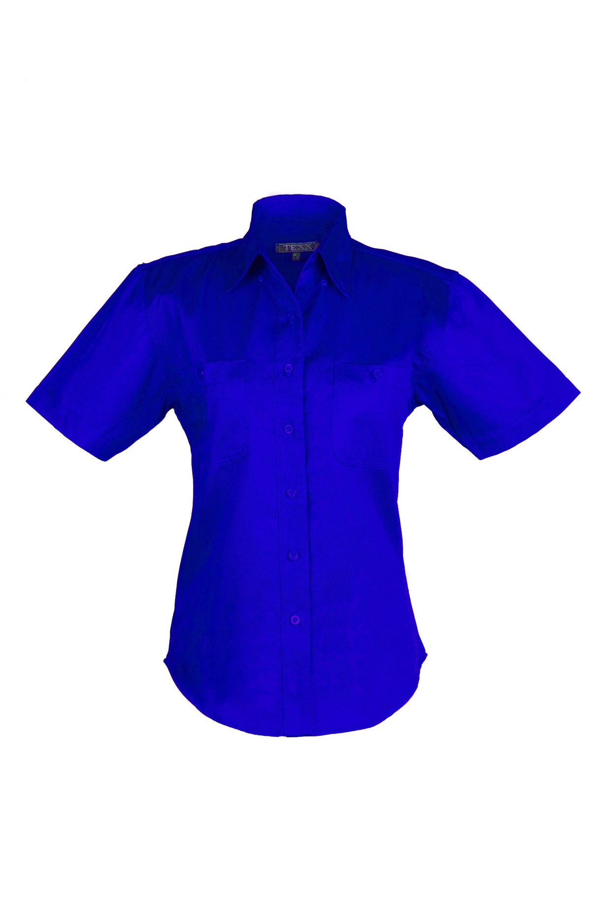 Ladies Cotton Blend Twill Short Sleeve Shirt (Royal Blue) (XS-3XL)
