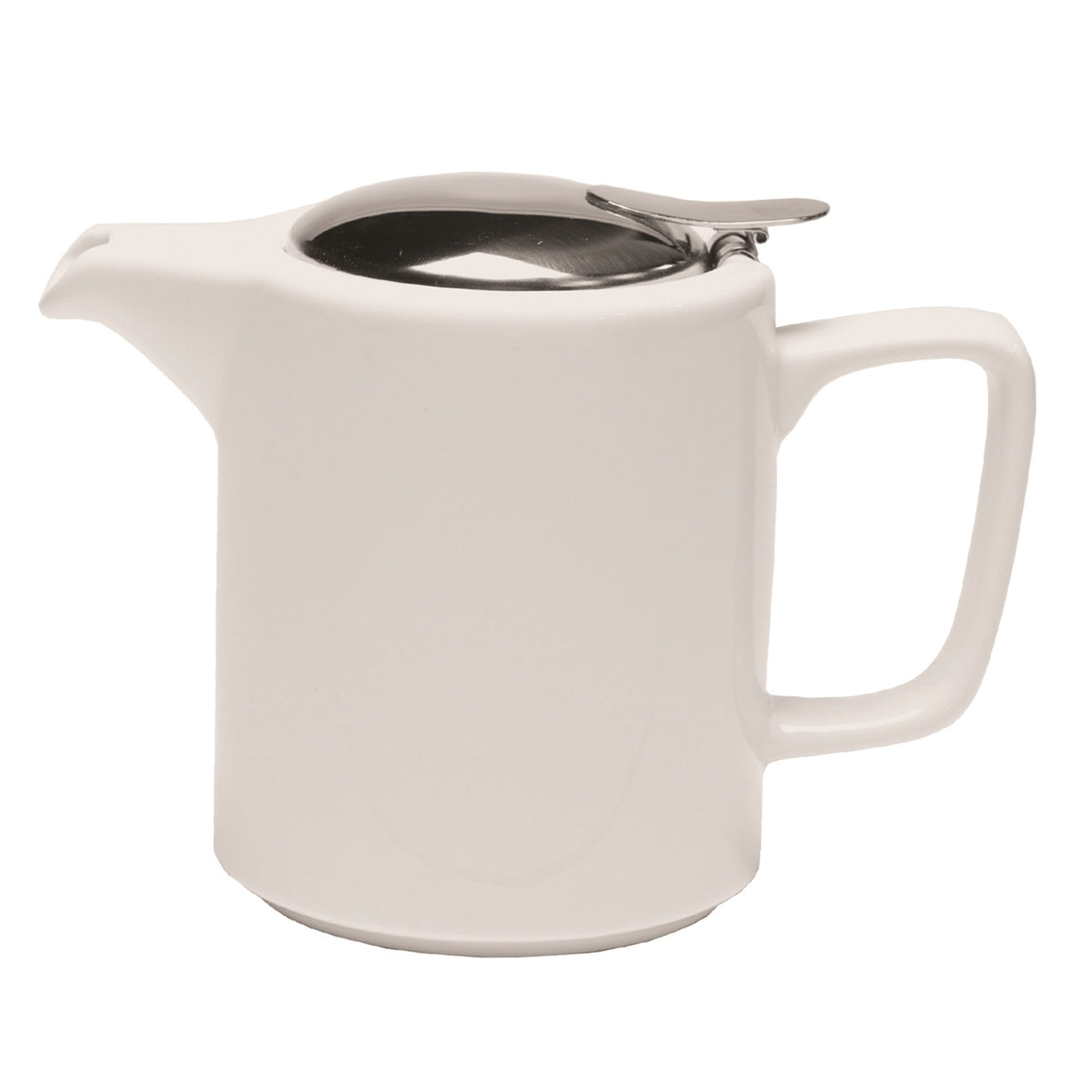 Washington Teapot 16oz ceramic with stainless steel lid, white