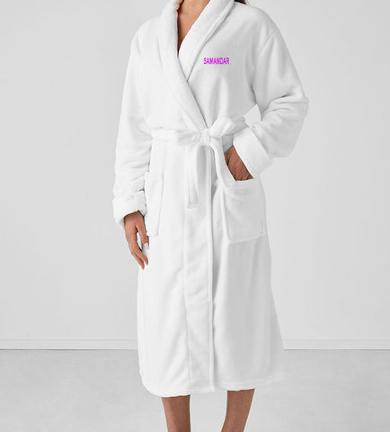 100% Cotton Heavy Weight White Velour Shawl Color Bath Robe one size
