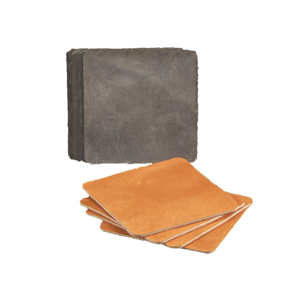 TANNER Set of 4 Leather Coasters