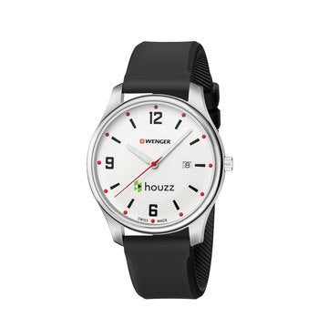City Classic White Dial Black Silicone Strap Watch