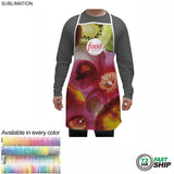 72 Hr Fast Ship - Domestic made Bib Apron, 25x31, No Pockets, Fully Sublimated Background