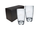 ~ Bormioli Rocco Luna 15.25oz clear glass tumbler S/2 in a 'Jet' gift box
